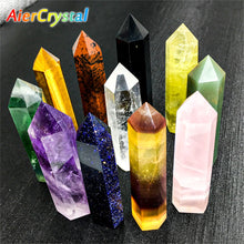 Load image into Gallery viewer, Natural Stone and Crystals Point Wand Witchcraft Rose Quartz Amethyst Home Decoration Mineral Stones Crafts Room Aquarium Decor