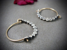 Load image into Gallery viewer, Vintage Grey Beaded Hoop Dangle Earrings for Women Ethnic Gold Color Metal Punk Statement Scalloped Earrings