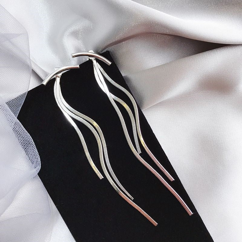 LATS Trend Long Wire Tassel Thread Chain Climb Star Heart Beads Pendants Drop Earrings women&#39;s Straight Hanging Earings Jewelry