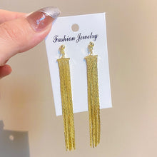 Load image into Gallery viewer, WANZHI 2022 Latest Exquisite Copper Inlaid Zircon Long Tassel Earrings for Women Fashion Gold Plated Chain Earring Party Jewelry
