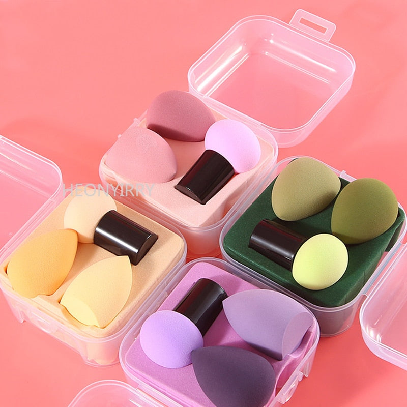 3pcs Makeup Blender Cosmetic Puff Makeup Sponge with Storage Box Foundation Powder Sponge Beauty Tool Women Make Up Accessories