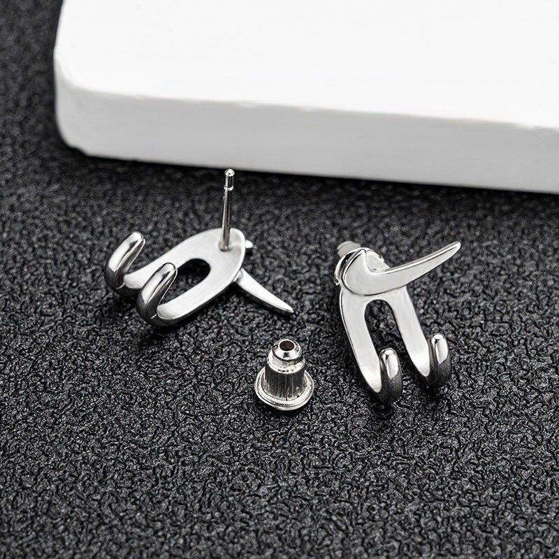 2022 New Trend Hook Paw Earrings for Men Personality Hip-hop Pair Stainless Steel Stud Earrings Male Women&#39;s party Jewelry