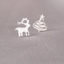 Load image into Gallery viewer, 925 Silver Needles Mini Stud Earrings for Women Prevent Allergy Butterfly Elk Daisy Ghost Heart Ear Studs Christmas Xmas Jewelry