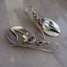 Load image into Gallery viewer, Unique Silver Plated Separated Lotus Leaf Inlaid with Red Stone Hanging Teardrop Earrings 2022 New Women&#39;s Jewelry Accessories