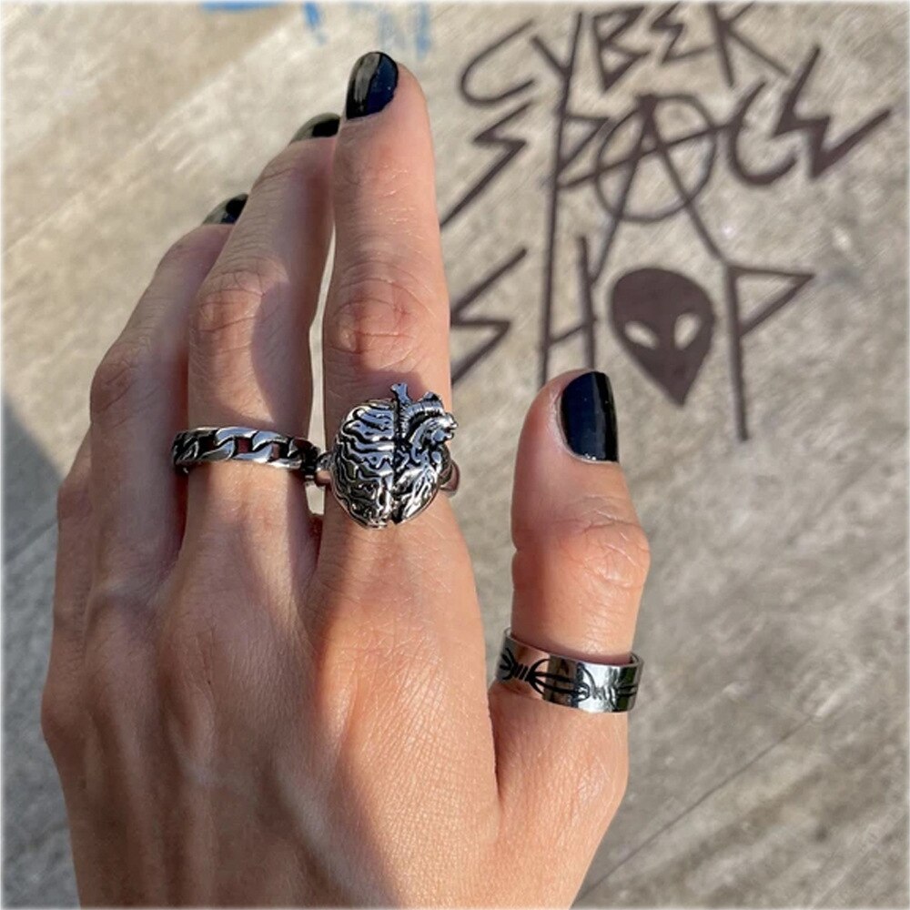 Vg 6ym New Fashion Silver Black Angel Baby Ring For Women Skeleton Female Set Ring For Women Jewelry Dropshipping Gifts