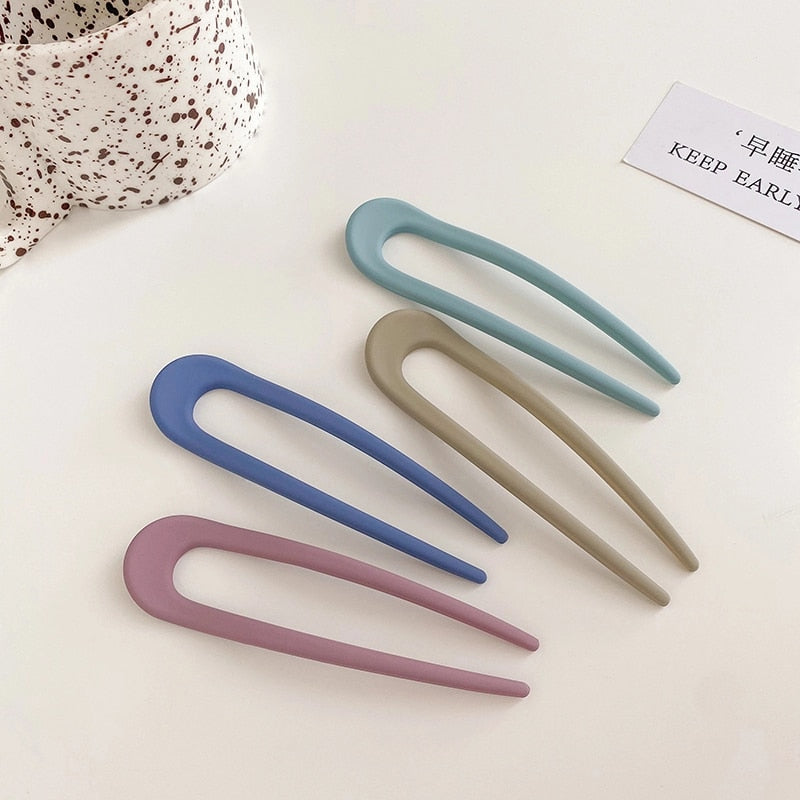Fashion Candy Color Hair Sticks for Women Shell Hair Clip Pins Minimalist U Shape Girls Hairpins Hair Bun Maker Headwear