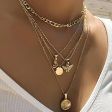 Load image into Gallery viewer, ZOVOLI Vintage Multi Layered Lock Portrait Pearl Round Coin Pendants Necklaces For Women Bohemia Gold Key Heart Long  Jewelry