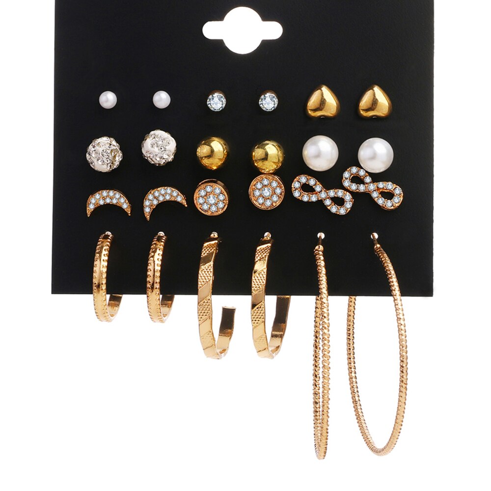 IFMIA Vintage Gold Color Earrings Set Geometry Pearl Love Flowers Heart Ear Studs For Women Girl Simple Jewelry 2022 New Trend