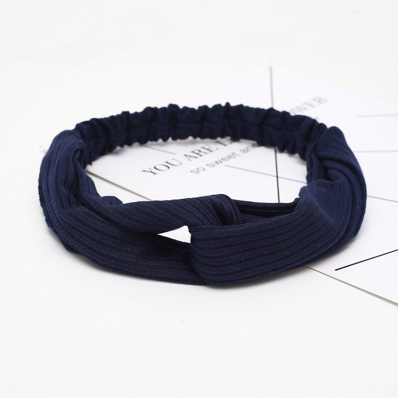 Women Headband Cross Top Knot Elastic Hair Bands Soft Solid Color Girls Hairband Hair Accessories Twisted Knotted Headwrap