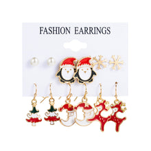 Load image into Gallery viewer, ALIUTOM Crystal Christmas Earring Set Winter Snowflake Tree Snowman Bell Bow Drop Earrings2023 Women Fashion Jewelry Santa Claus