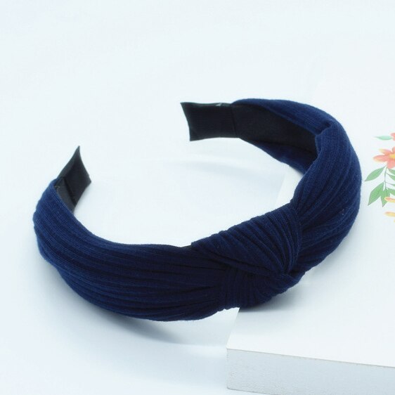 Fashion Wide Solid Knot Headbands Cross Cotton Hairbands for Women Girls Handmade Hair Hoops Ladies Bezel Hair Accessories