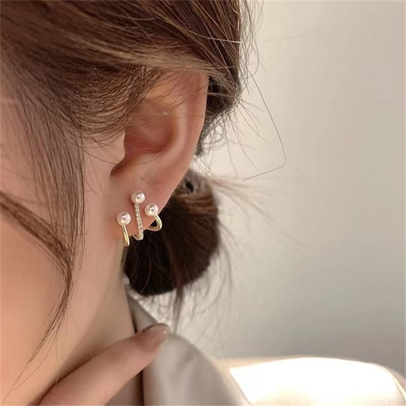 2022 New Micro-set Zircon Pearl Gold Colour Earrings For Women Personality Fashion Earrings Wedding Jewelry Birthday Gifts