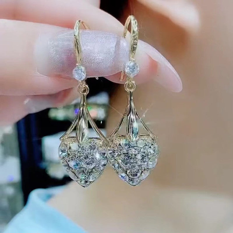 2022 New Korean Fresh Lovely Heart Drop Earrings Fashion Long Senior Temperament Trendy Women Dangle Earrings Jewelry