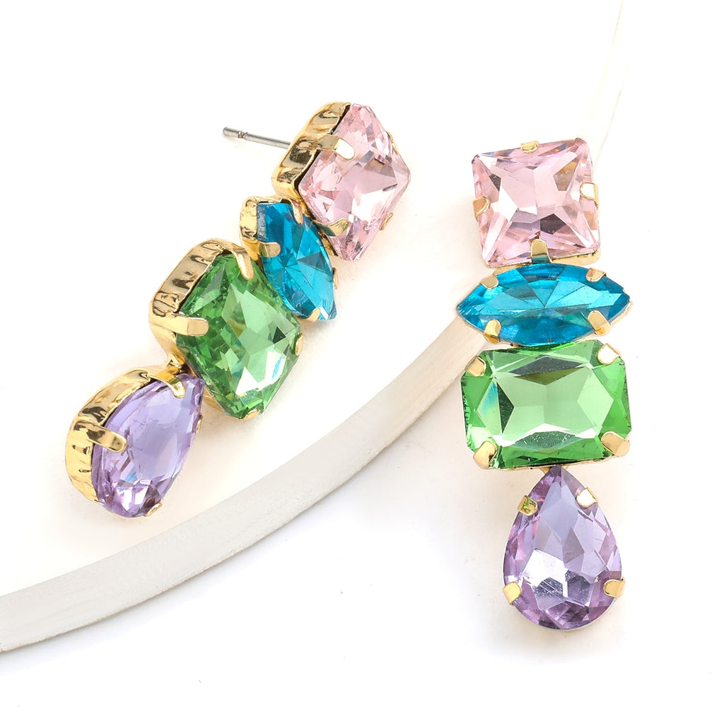 Pauli Manfi Fashion Personality Girl Rhinestone Water Drop Dangle Earrings Women&#39;s Elegant Temperament Jewelry Accessories