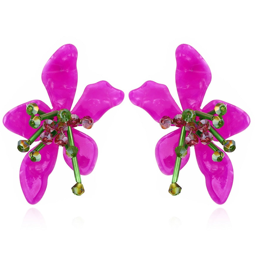 Za 2022 Woman New Hand Woven Flower Earrings Jewelry Accessories