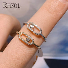 Load image into Gallery viewer, RAKOL New Luxury Fashion Crystal Simple  Bridal High Quality Cubic Zirconia Finger Ring for Women Girls Birthday Wedding Jewelry