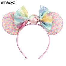 Load image into Gallery viewer, 2022 Fashion Women Festival Hairband Mouse Ears Headband Sequins Hair Bows Character For Girls Hair Accessories Party Headwear