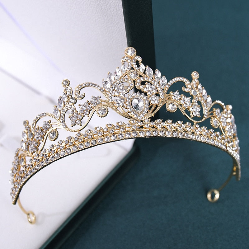 FORSEVEN Tiaras Hair Jewelry New Vintage Baroque Headbands Crystal Crowns Bride Noiva Headpieces Wedding Party Diadem for Women