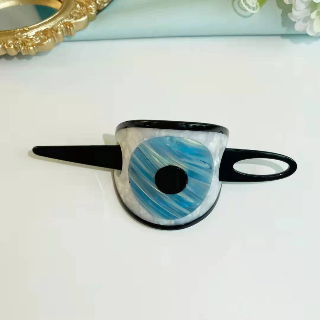 Unique Design Contrast Color Blue Eye Shark Hair Clips for Women Girls Oval Geometrical Resin Wedding Hair Accessories Jewelry