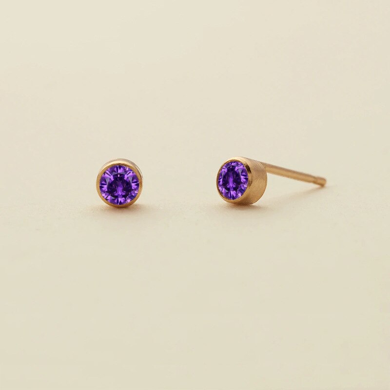JUJIE 316L Stainless Steel Birthstone Earring For Women Fashion Crystal Stud Piercing Earrings Jewelry Wholesale/Dropshipping