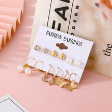 Load image into Gallery viewer, BI Trendy Women&#39;s Earrings Set Pearl Stud Earrings for Women Korean Geometric Metal Crystal Small Earrings 2022 Brincos Jewelry