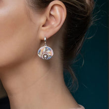 Load image into Gallery viewer, Fashion Round Metal Stick Peacock Tail Colorful Earrings Inlaid Pearl Earrings Women&#39;s Party Jewelry