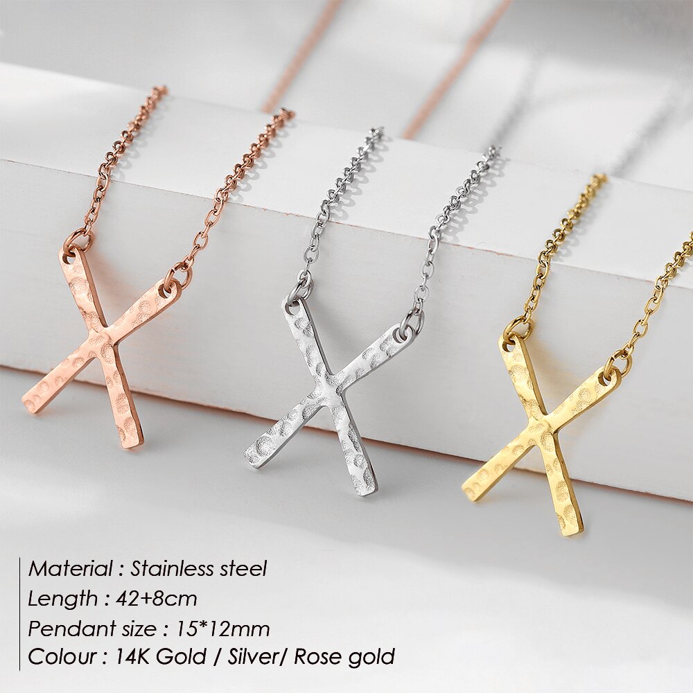 GD initial pendant custom name letter stainless steel necklace women statement nameplate layered choker necklace