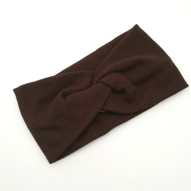 Solid Color Velvet Cross Stretch Headbands for Women Girls Wide Warm Fabric HairBands Turban Bandage Hair Accessories Headwear