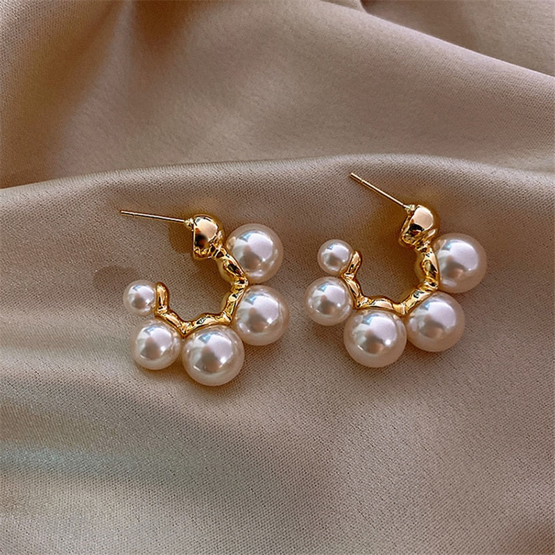 New 2022 Korean Elegant Baroque Pearl Earrings For Women Girls Exquisite Luxury Wedding Party Fashion Jewelry Gift