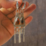 Gypsy Triangle Water Drop Stone Earrings Personalized Awl Cone Metal Statement Dangle Earrings for Women