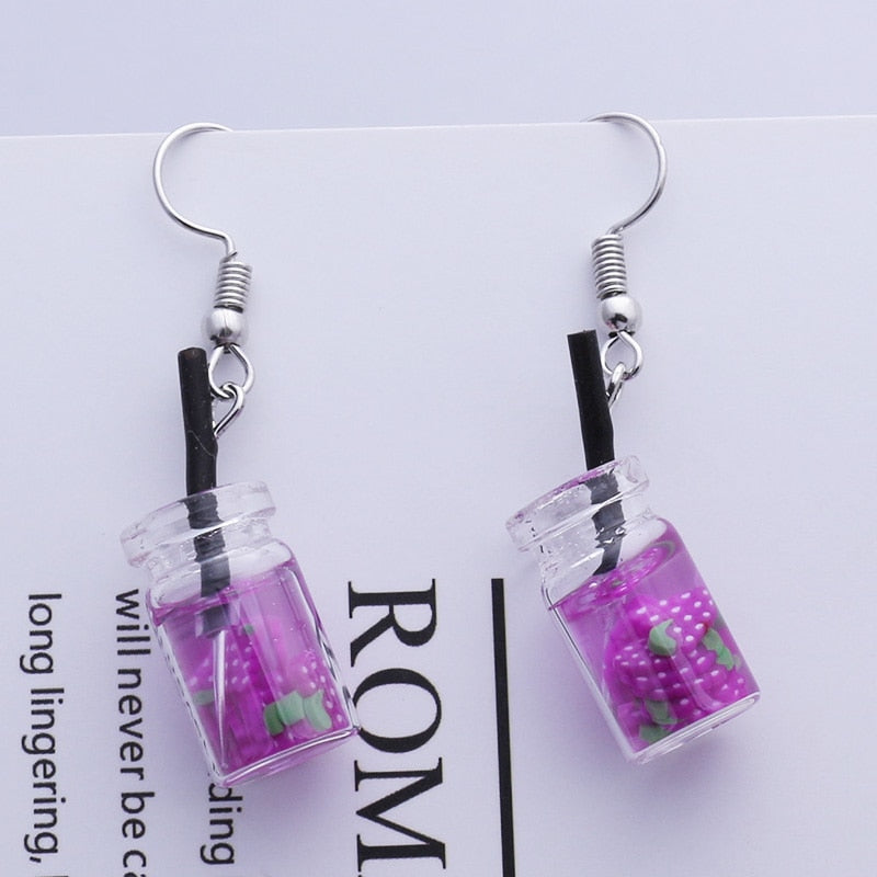 Purple Color Women Dangle Earrings Small Round Unusual Earrings Fashion Flower Butterfly Hanging earrings pendientes mujer