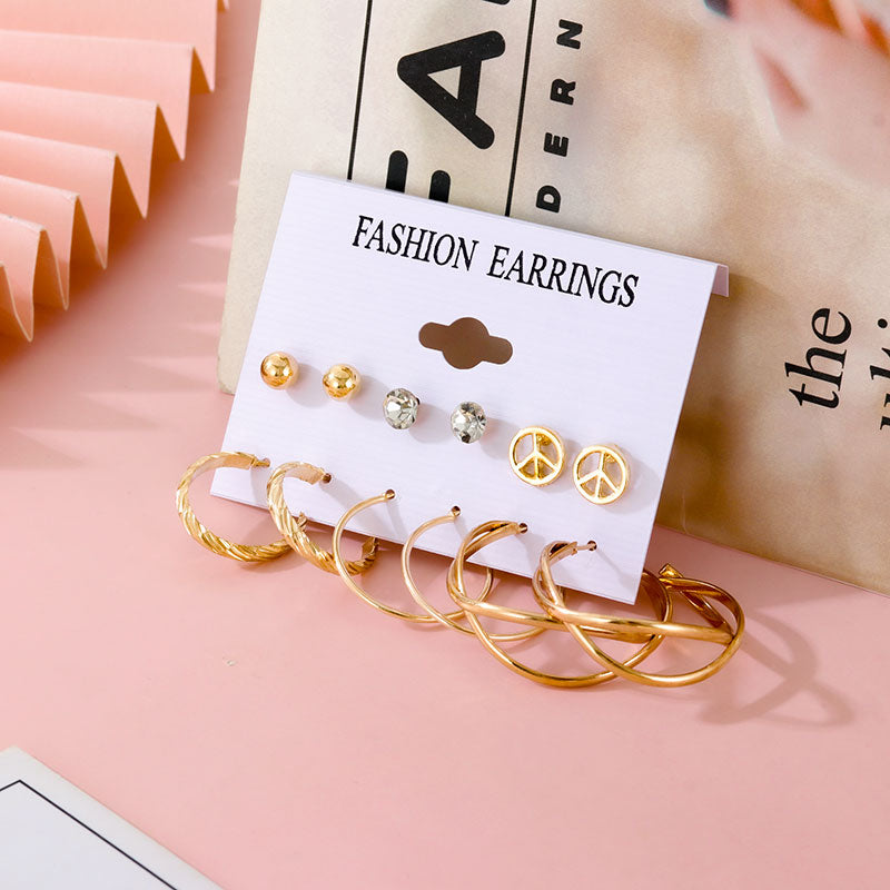 BI Trendy Women&#39;s Earrings Set Pearl Stud Earrings for Women Korean Geometric Metal Crystal Small Earrings 2022 Brincos Jewelry