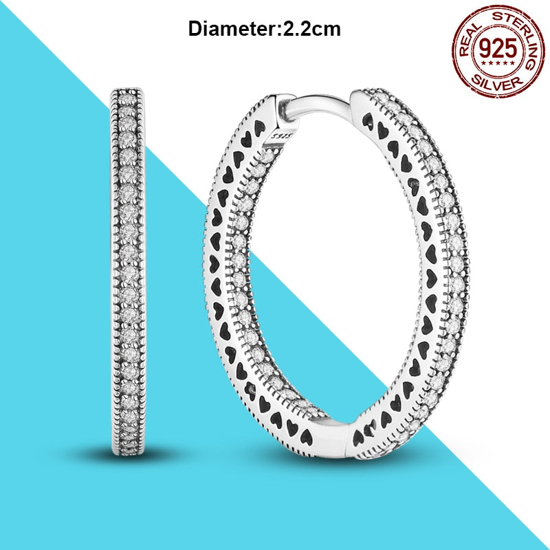 2022 Charm Double Hoop Earrings 925 Silver Sparkling Pave Stud Earring Gift For Women Engagement Jewelry Anniversary