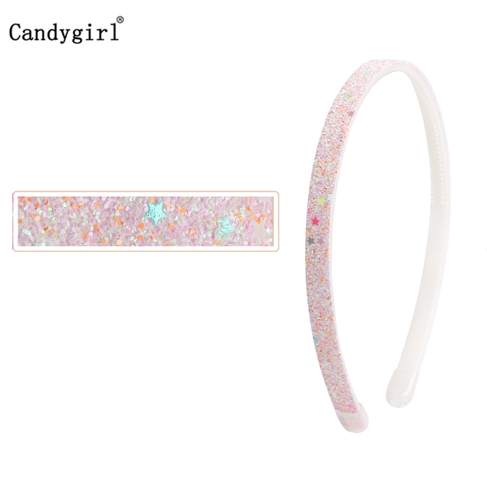 Candygirl Glitter Headbands for Girls Cute Sparkly Hair Hoops Different Colors Sequin Cartoon Star Hair Bands Accessories