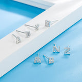 Silver Needle Shiny Zircon Mini 26 Letters A-Z Ear Sticks Women's Earrings Simple Fashion Jewelry Free Shipping