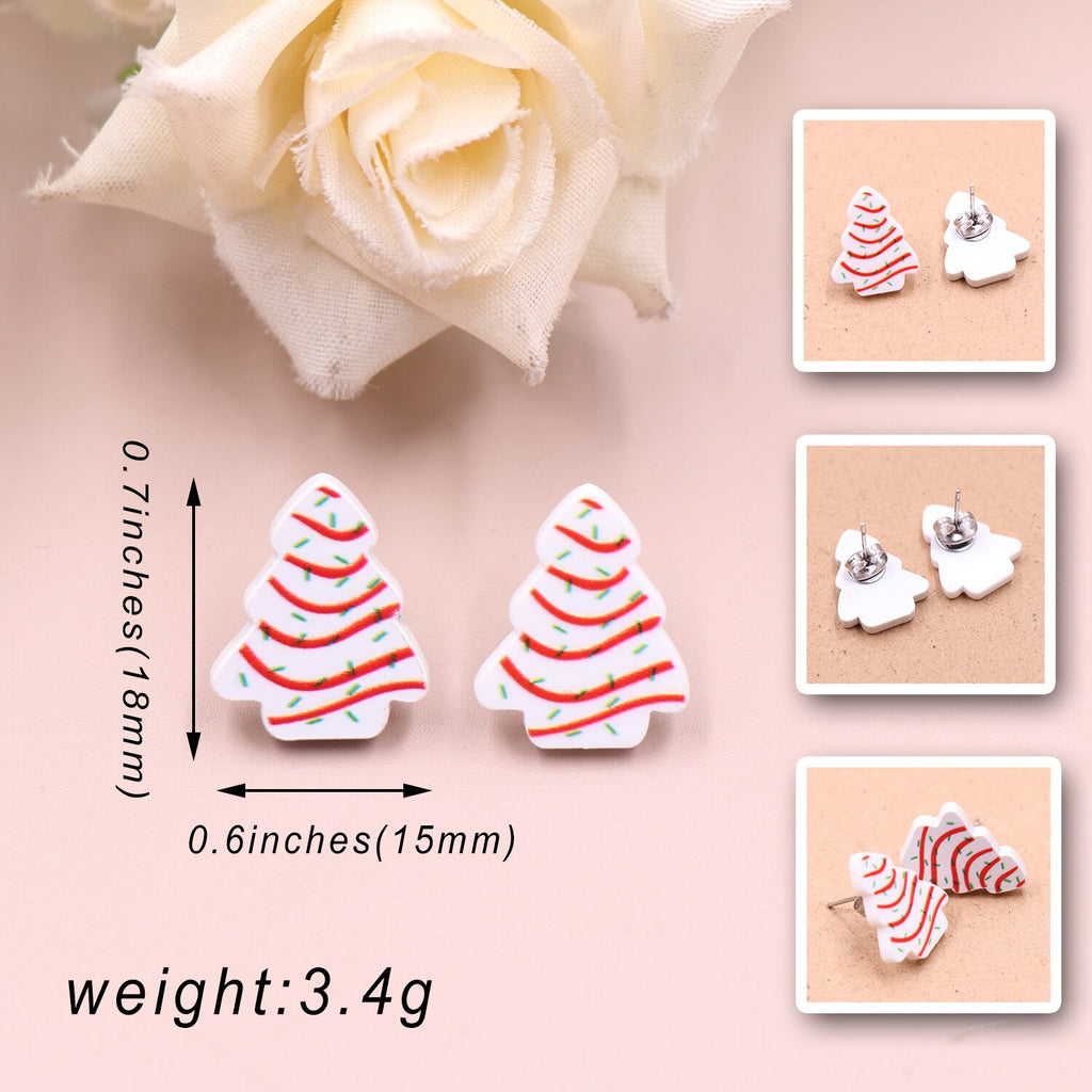 1Pair New product CN Stud earring For women Christmas Tree Cakes cute Acrylic Jewelry