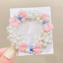Load image into Gallery viewer, Woman Elegant Pearl Hair Ties Beads Girls Bow Scrunchies Rubber Hairbands Ponytail Holders Hair Accessories Elastic Hair Bands