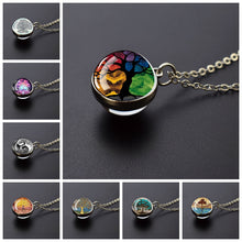 Load image into Gallery viewer, Tree of Life Necklaces Yin Yang Choker Silver Chains Double-sided Glass Ball Pendant Necklace for Women Fashion Jewelry Gifts
