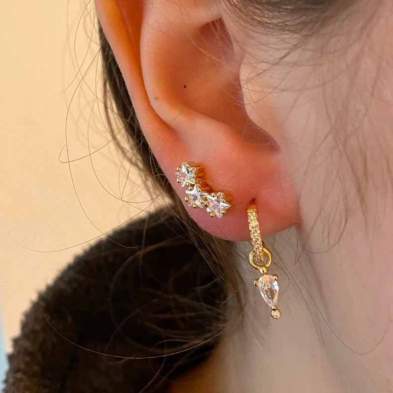 New Stainless Steel Cubic Zirconia Hoop Earrings For Women Small Pendant Cartilage Helix Tragus Earring Piercing Jewelry