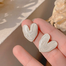 Load image into Gallery viewer, White Color Big Heart Stud Earrings for Women Girl Korean Love Drop Glaze Aesthetic Daily Life Minimalist Jewelry