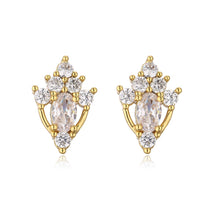 Load image into Gallery viewer, 2022 New Fashion 1 Pair Colourful CZ Zircon Crystal Geometric Stud Earrings For Women Gold Color Luxury Wedding Jewelry Female