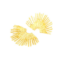Load image into Gallery viewer, Vintage Temperament Za Gold Color Fan-shaped Stud Earrings for Woman