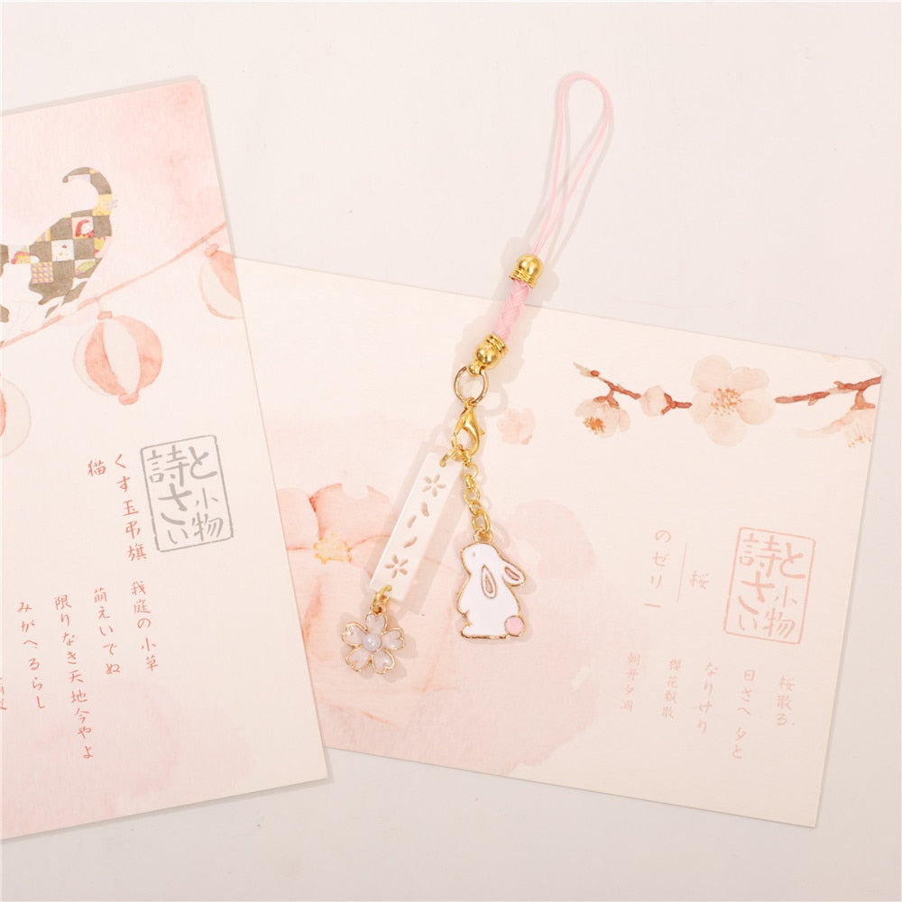 Tradition Rabbit Bunny Pig Cat Bell Sakura Omamori Phone Accessory Bag Pendant Good Luck Fortune Wealth Charm Couple Gift