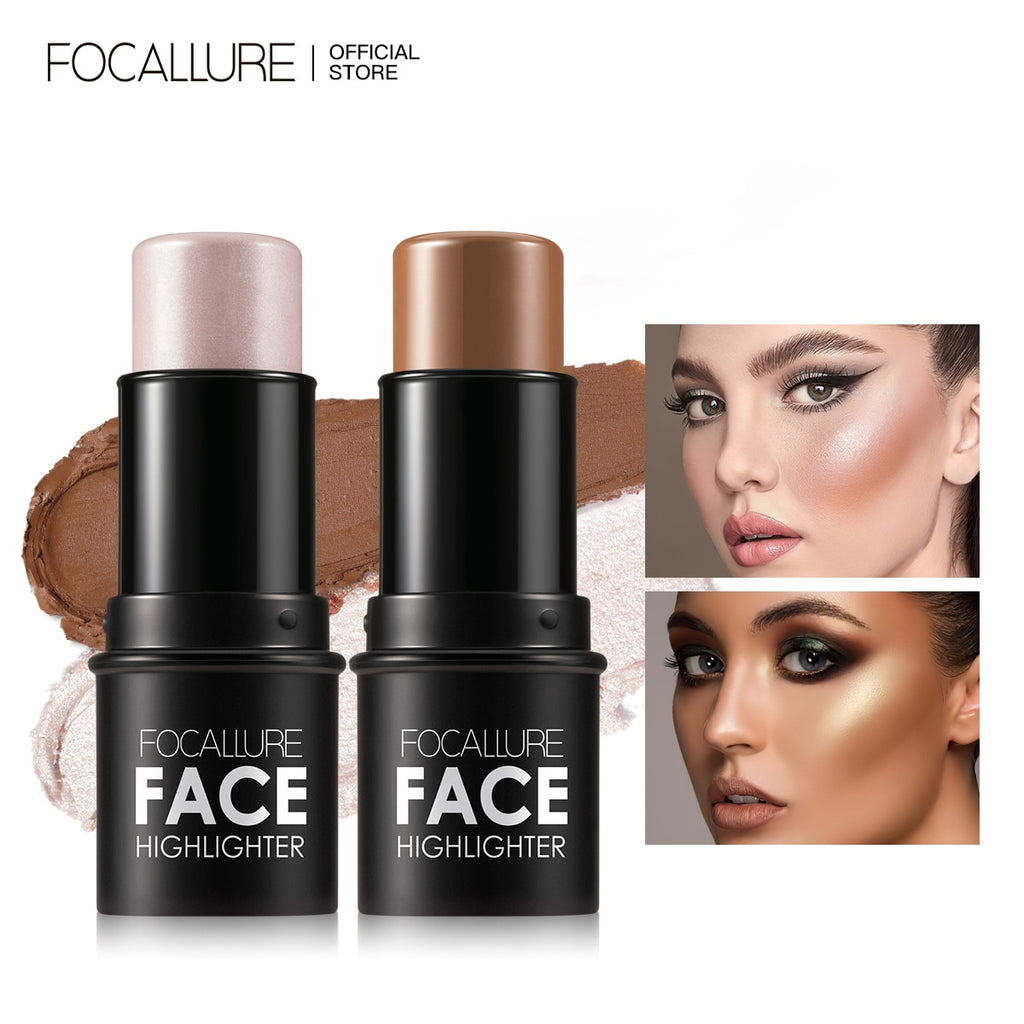 FOCALLURE Highlighter Makeup Glitter Contouring Bronzer For Face Shimmer Powder Creamy Texture Illuminator Stick Women Cosmetics