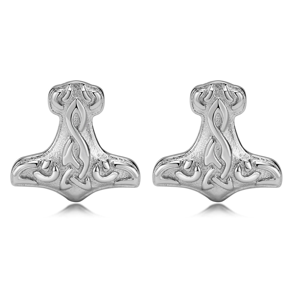 Thors Hammer Stainless Steel Stud Earrings Men. Viking Jewelry, Thors Hammer Jewelry, Mjölnir, Norse Jewelry.