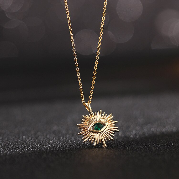 2022 New Evil Eye Pendant Necklace Women Zircon Necklace Stainless Steel Chain Jewelry