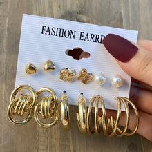 Load image into Gallery viewer, Vintage Silver Earring Set Snake Butterfly Drop Earrings For Women Girls Hoop Earrings Gold Metal Square Round Party Jewelry