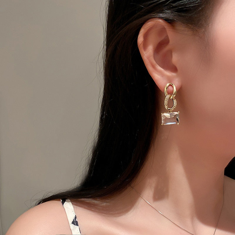 Retro Chain Geometric Shape South Korea 2022 Trend Women&#39;s Earrings Gold Personality Hanging Earrings Accessory Jewelry