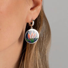 Load image into Gallery viewer, Fashion Silver Color Metal Painting Red Green Flowers Earrings for Women Vintage Hoop Dangle Earrings for Women Jewelry