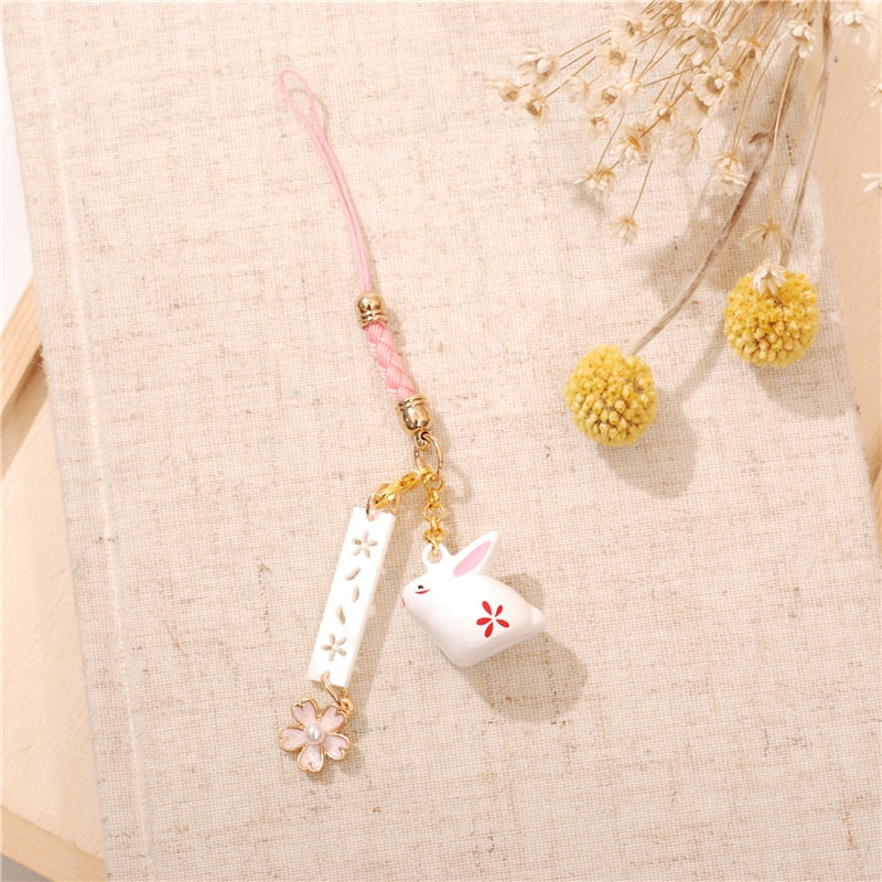 Tradition Rabbit Bunny Pig Cat Bell Sakura Omamori Phone Accessory Bag Pendant Good Luck Fortune Wealth Charm Couple Gift